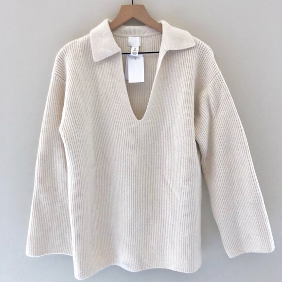 NWT H&M RIB-KNIT SWEATER WITH COLLAR - Picture 1 of 3